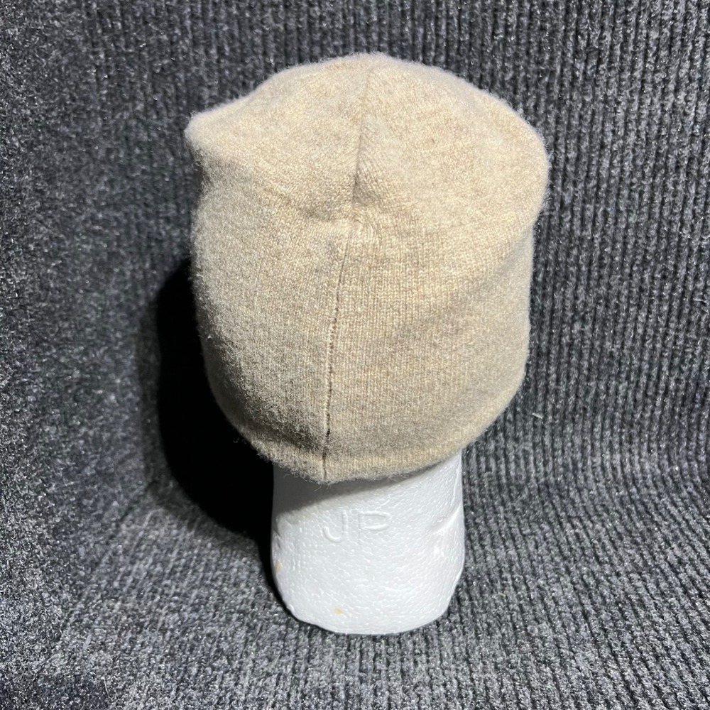 Vintage Polo Ralph Lauren Beanie Unisex OS Tan Lambswool Big Pony Fleece Lined - Picture 3 of 9